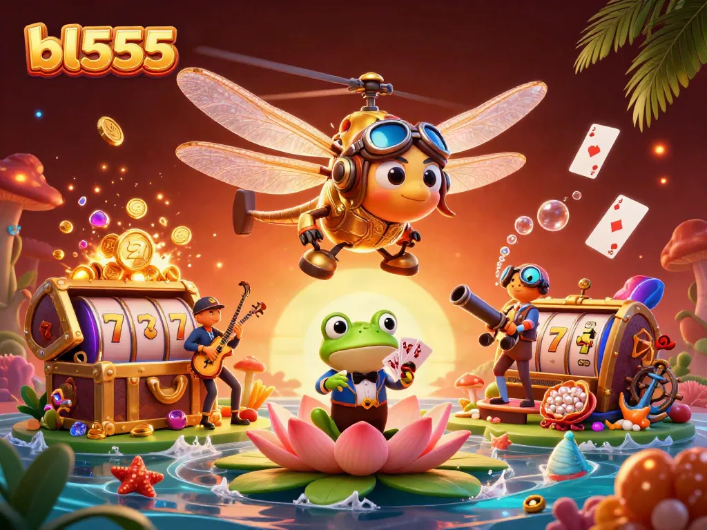 Experience the excitement of gaming at bl555 with dynamic characters and vibrant casino elements.