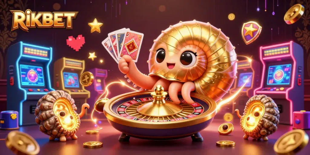 Experience RIKBET's vibrant casino world with playful ancient characters and interactive game elements.
