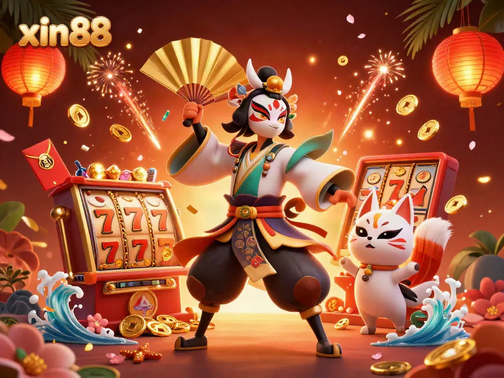 Experience the excitement of xin88 casino with vibrant slot reels and dynamic characters.