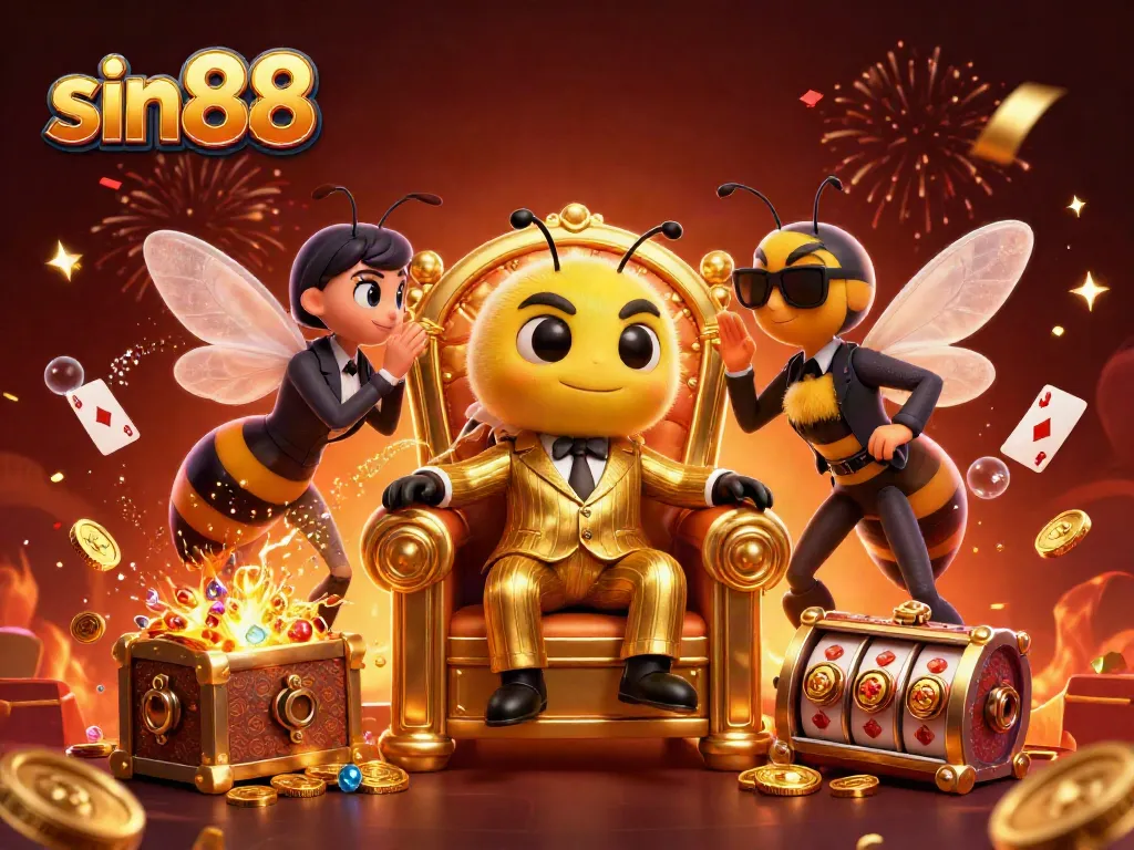 Sin88 players enjoying thrilling slot games and winning with excitement in vibrant casino scene