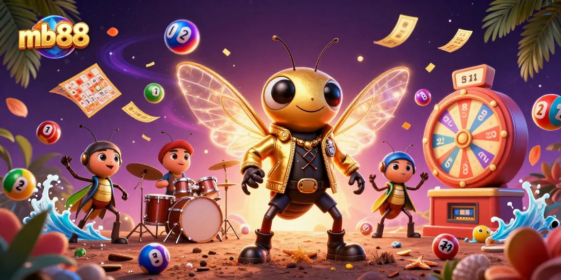 Engage with mb88 at this vibrant casino scene featuring characters and dynamic elements of gaming.