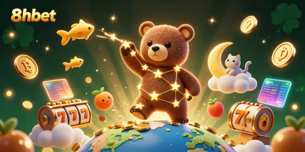 Play slots and win with 8xbet’s immersive casino universe, showcasing colorful fruit symbols and jackpot excitement.