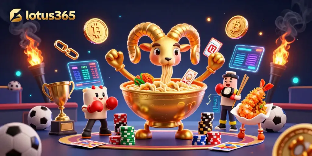 Bet on thrilling sports with lotus365, featuring an energetic 3D casino scene bursting with action.