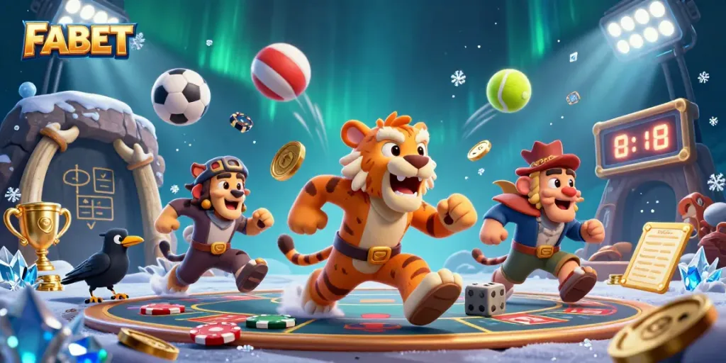Experience the thrills of FABET in a vibrant, dynamic casino scene filled with sports betting excitement.