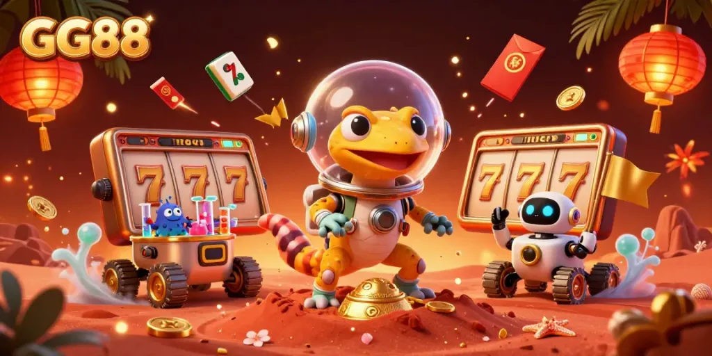 Experience the thrill of GG88 in a vibrant alien casino scene filled with excitement and games.