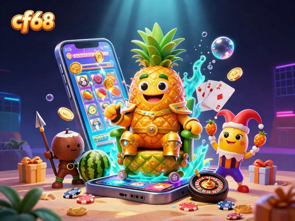 Engage with exciting games at cf68, showcased with vibrant visuals and lively casino elements.