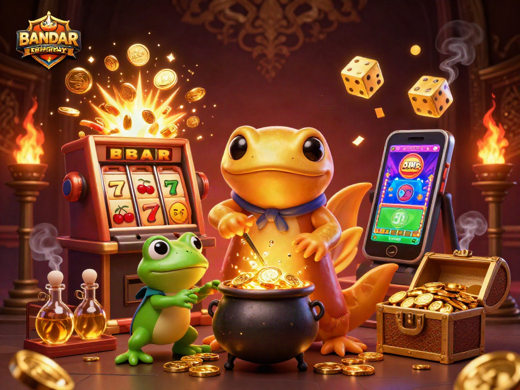 BANDAR TOGEL TERPERCAYA celebrates winning moments with a vibrant 3D illustration of gambling magic.