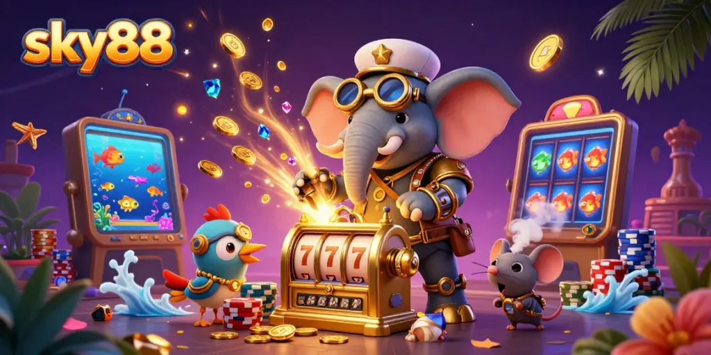 Engage in thrilling fish shooting at sky88's vibrant casino with dazzling treasures!
