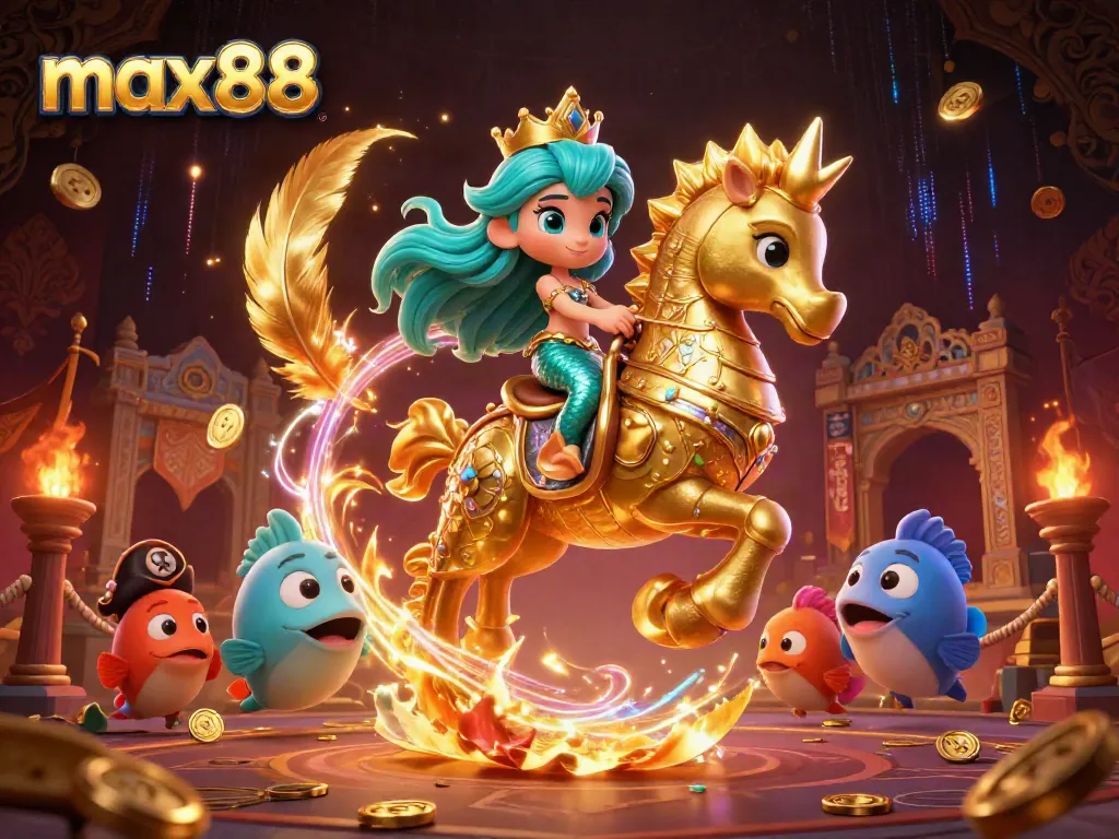 Experience thrilling moments at max88 with a vibrant 3D casino scene featuring enchanting characters and dynamic game elements.