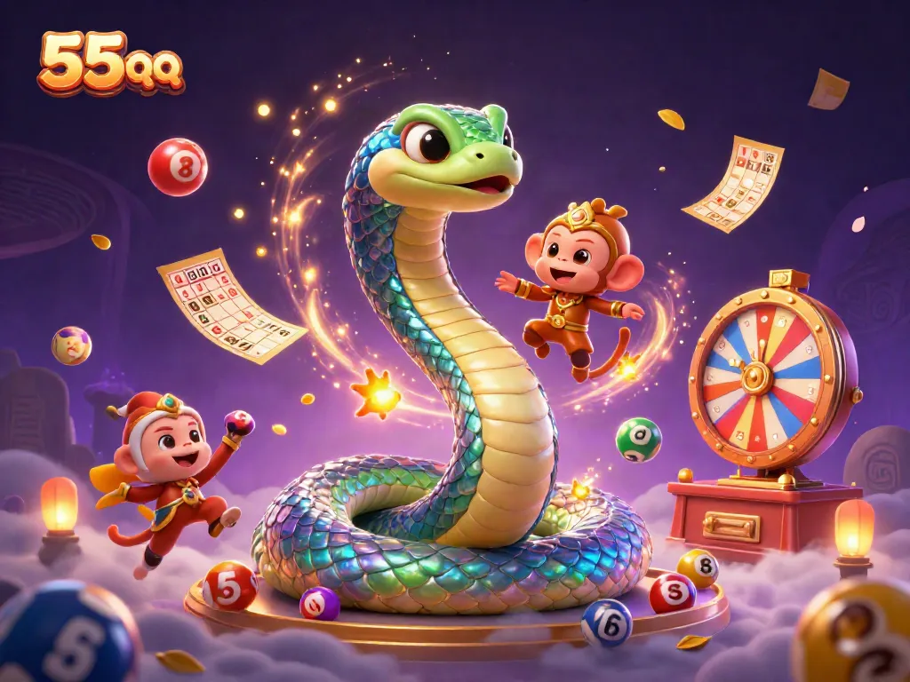 Experience exciting gaming at 55 qq with vibrant colors, a fantasy concept, and casino elements.