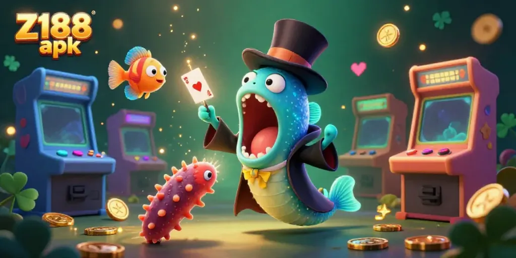 Engage with Z188 apk's thrilling magic act featuring deep-sea creatures amidst dynamic casino elements.