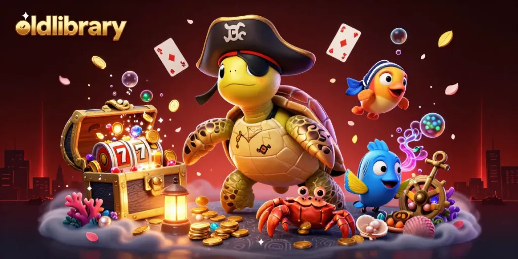 Experience vibrant gameplay with oldlibrary's cartoon pirate turtle and treasure elements in action.