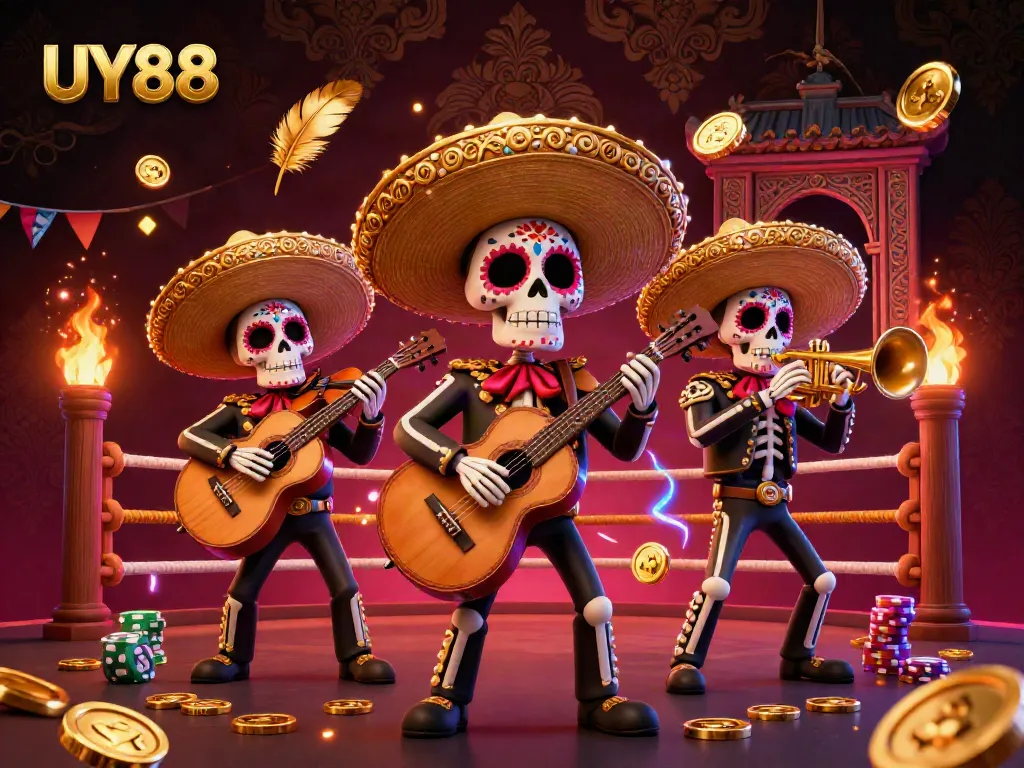 Experience thrilling gaming at UY88 with our vibrant 3D illustration showcasing an exciting casino atmosphere.