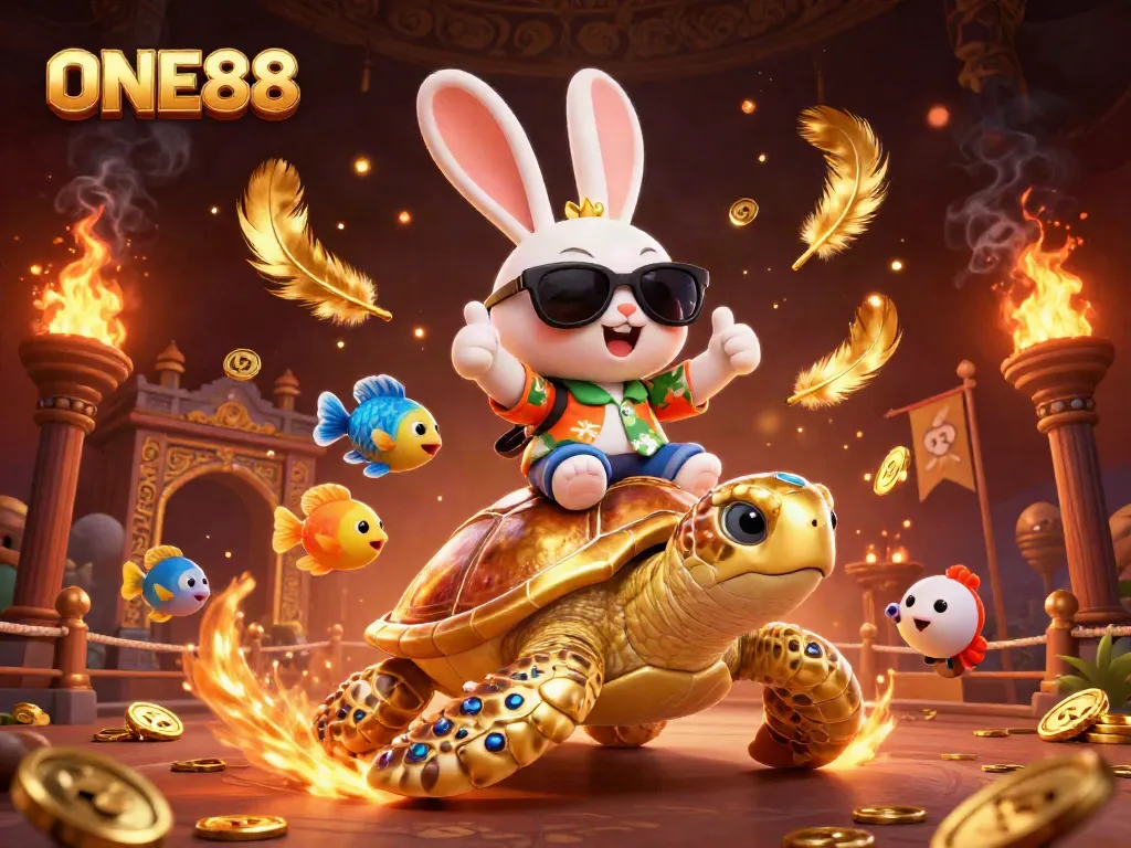 Engage with the exciting ONE88 casino experience, featuring dynamic characters and vibrant gambling elements.