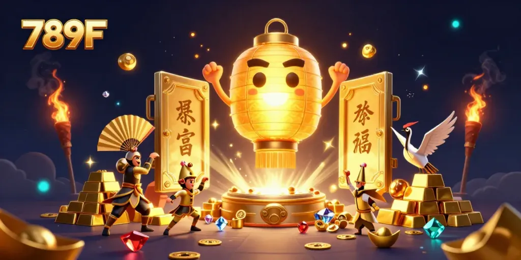Engage in thrilling games at 789F while surrounded by golden treasures and lucky symbols.