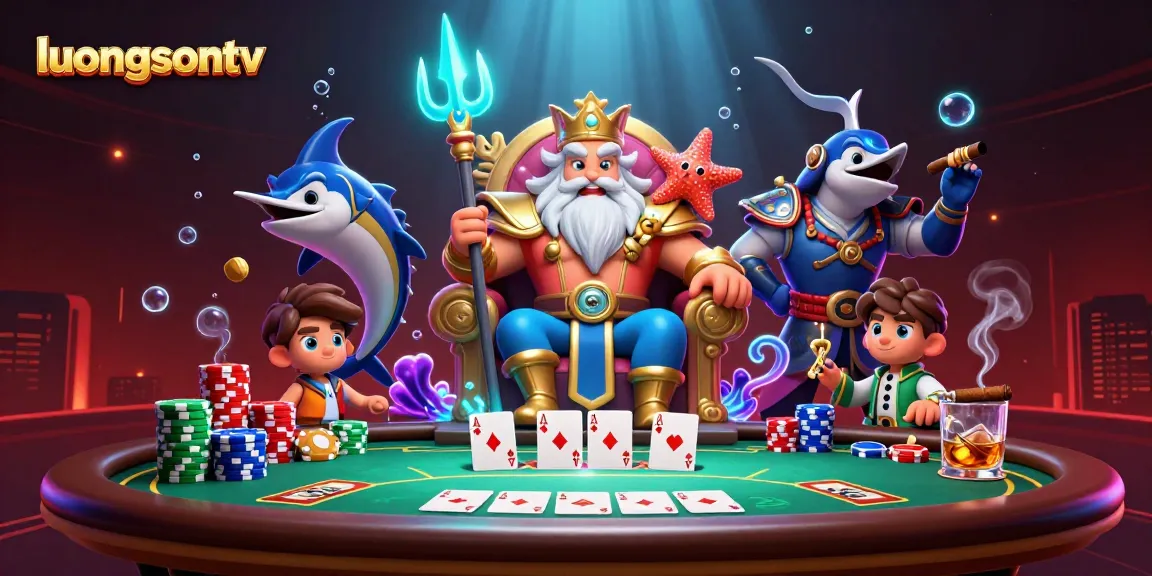 Experience thrilling poker action at luongsontv with Neptune and vibrant casino elements.