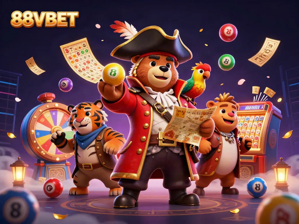 Engage with the thrilling world of 88VBET through this vibrant casino scene featuring colorful game elements.