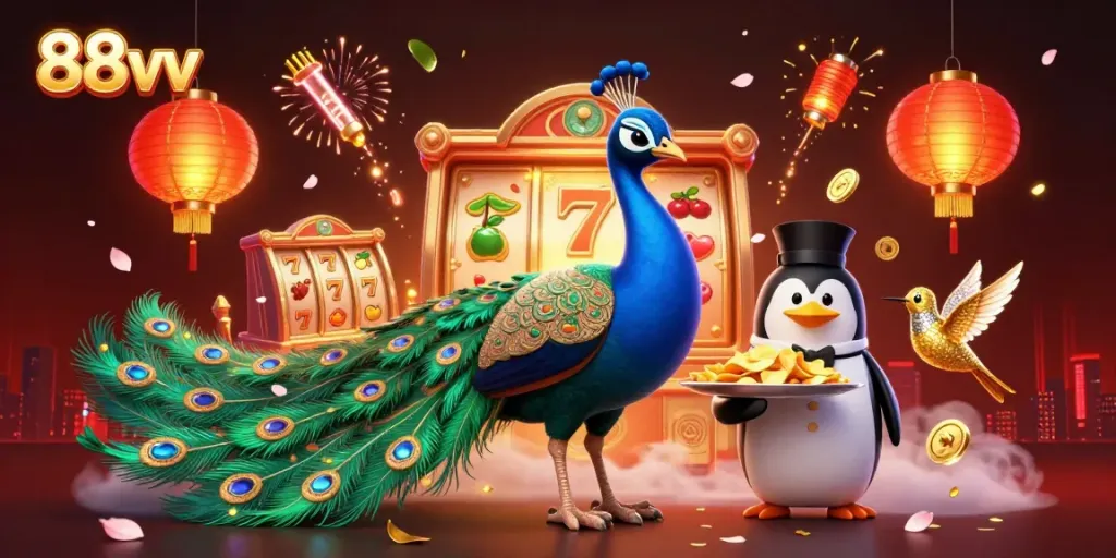 Engage in thrilling casino fun with 88vv featuring lively characters and vibrant game elements.