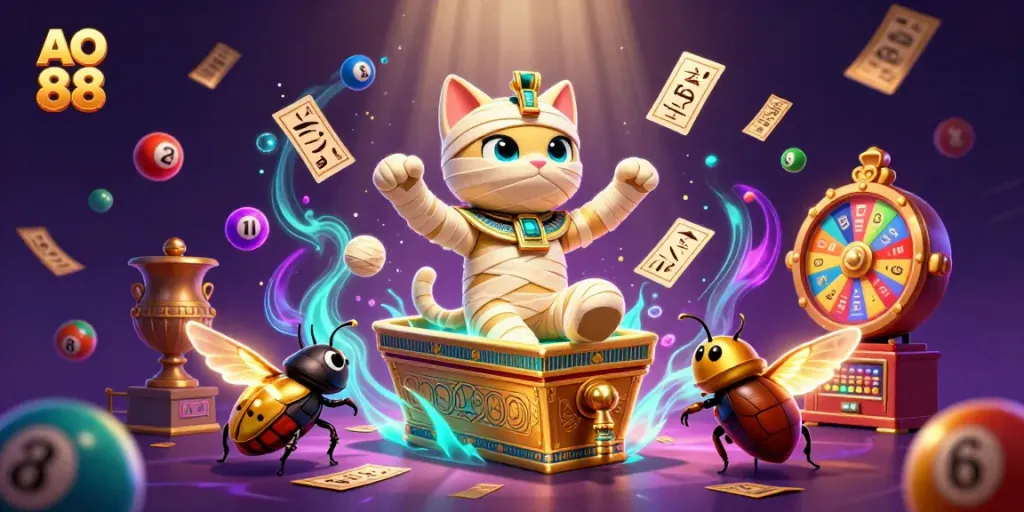 Experience the thrilling world of AO 88 with vibrant scenes of gaming excitement and winning potential.