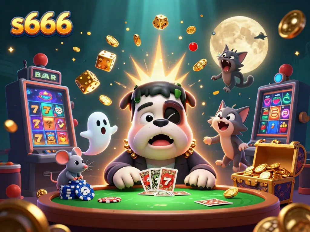 Discover the thrilling world of s666 with vibrant characters and casino elements illuminated in 3D detail.