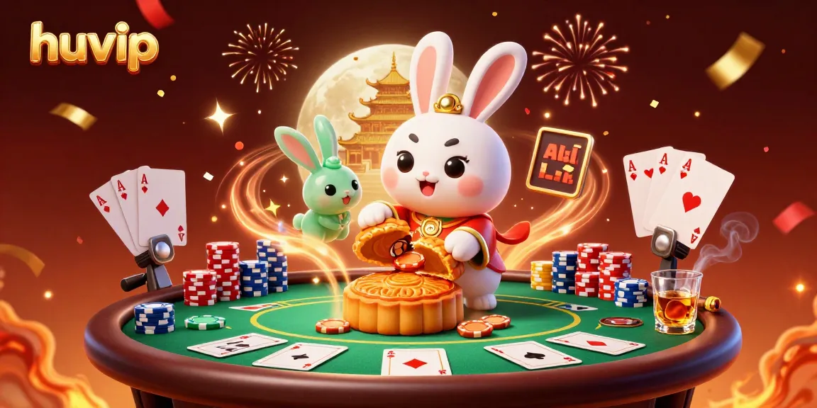 Experience thrilling wins at huvip, where a moon rabbit brings poker chips and celebration to the lunar casino scene.