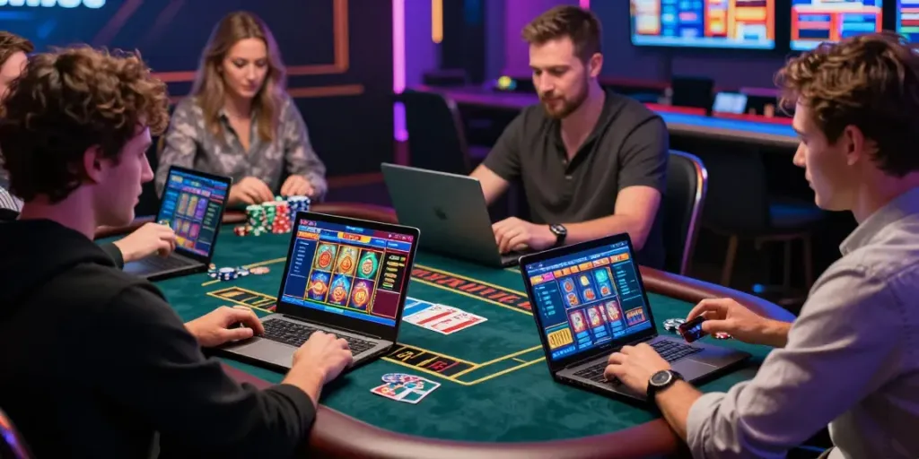 Players enjoying casinos that accept credit card online, showcasing vibrant gaming interfaces.