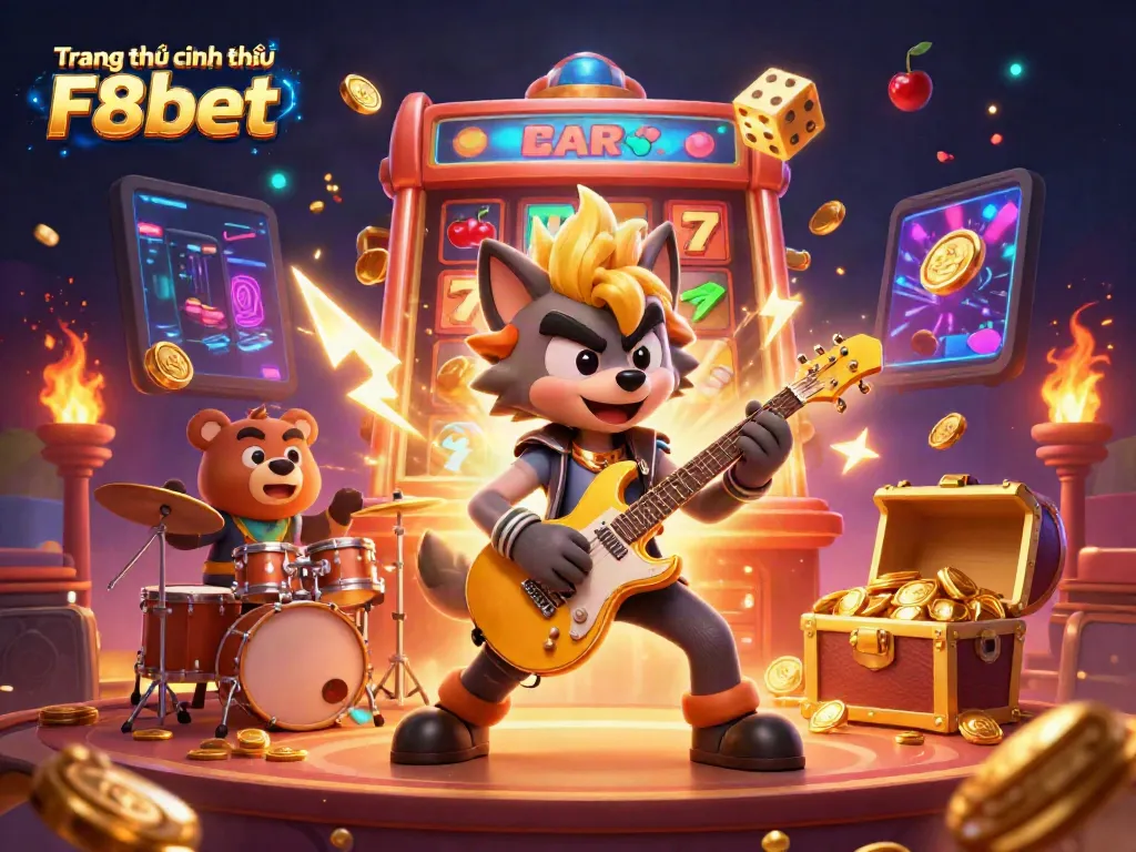 Experience the excitement on Trang chủ chính thức F8bet with vibrant 3D casino characters and game elements.