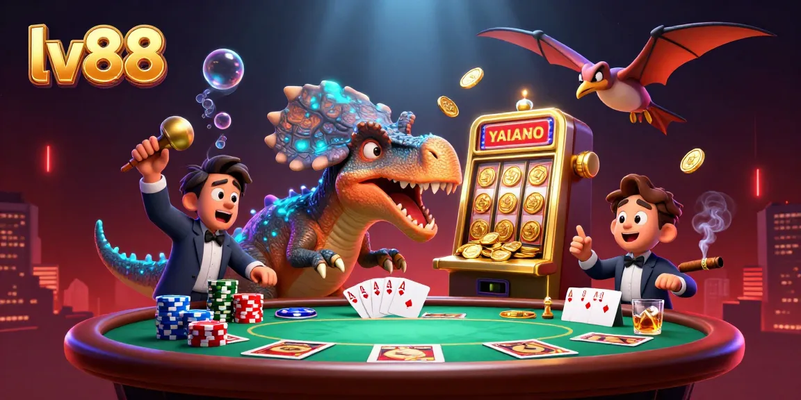 Experience thrilling jackpots with lv88 as a dinosaur wins cash from a golden slot machine!