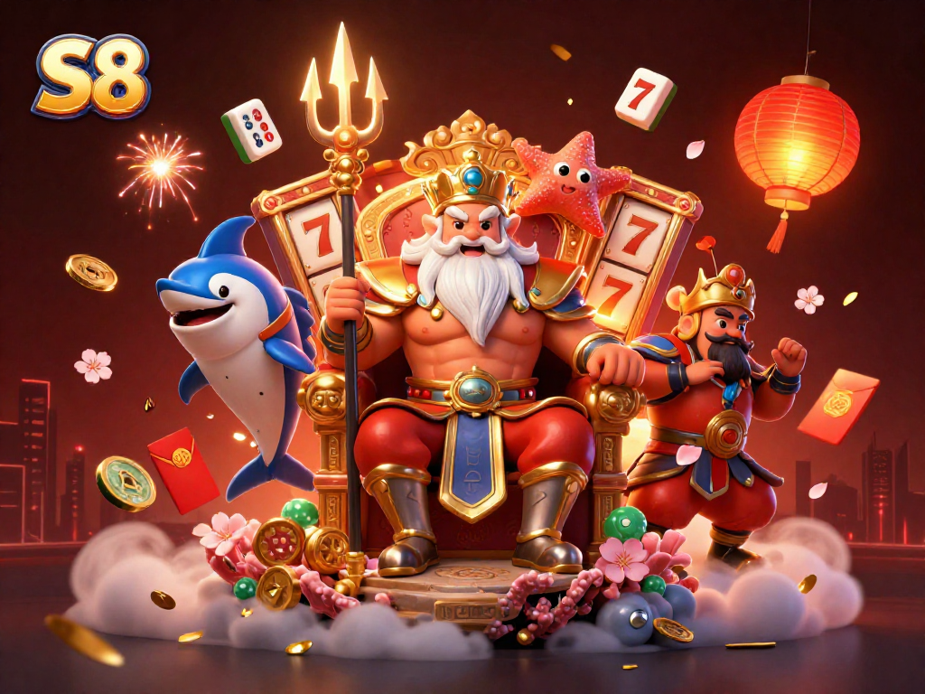 Engage with S8's thrilling slots and jackpot excitement featuring vibrant 3D characters.