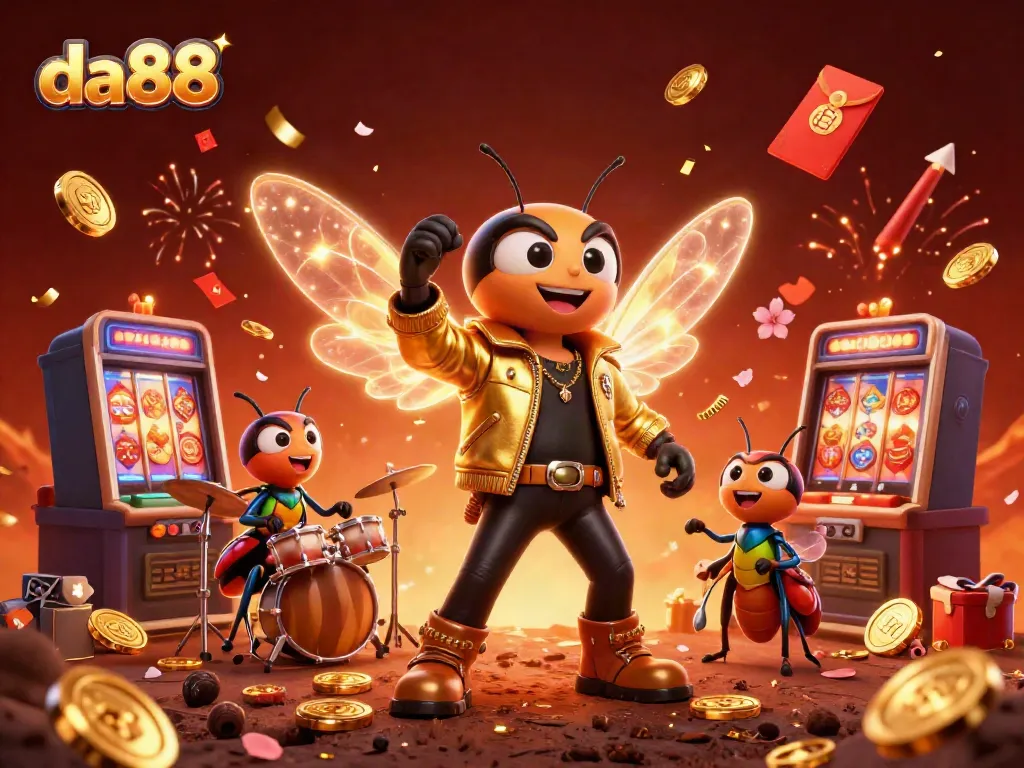 Experience the dynamic world of da88 casino with an exciting casino rock star scene full of colorful elements.