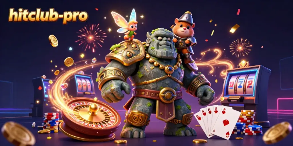 Engage in winning adventures with hitclub-pro, featuring a magical scene of vibrant casino elements.