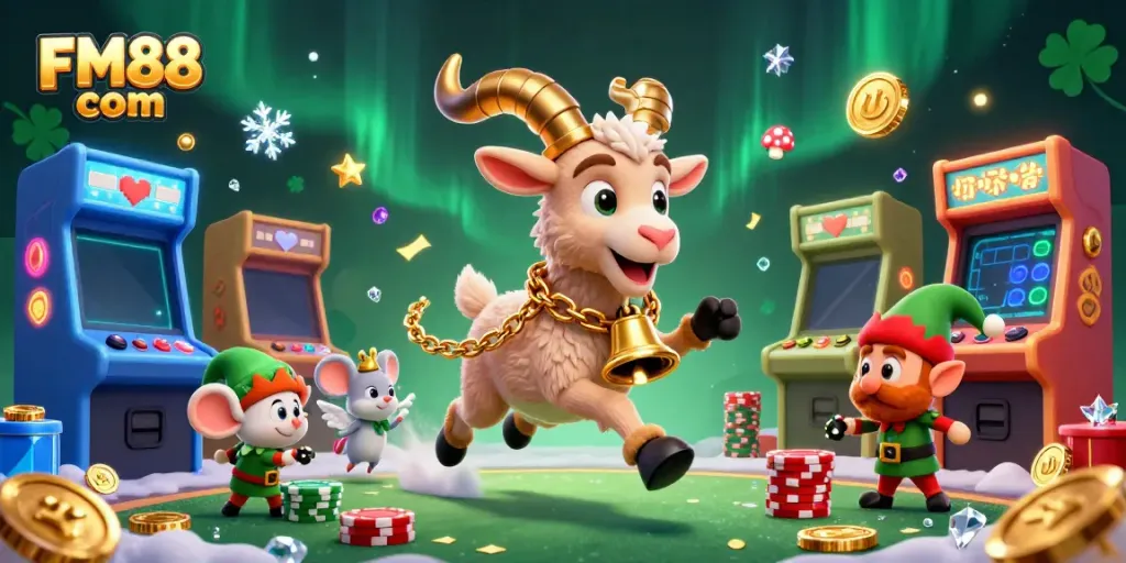 Play exciting games at FM88 com with a festive Krampus goat and mischievous elf gremlins.