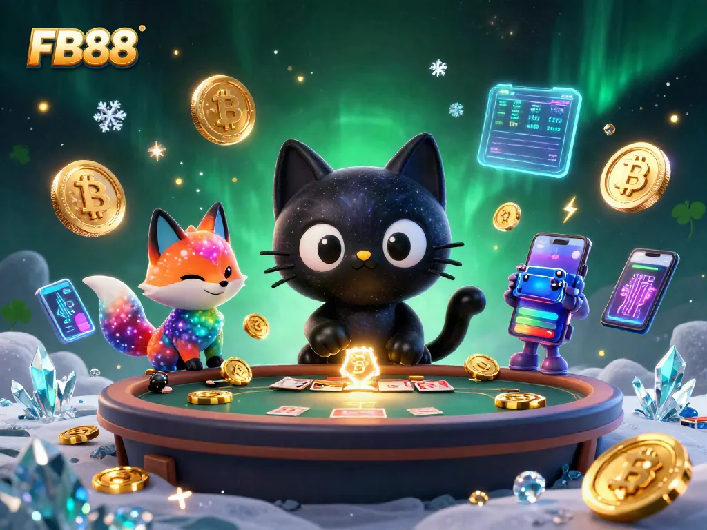 Engage with thrilling games at FB88, featuring a cosmic casino with vibrant characters and cryptocurrency.