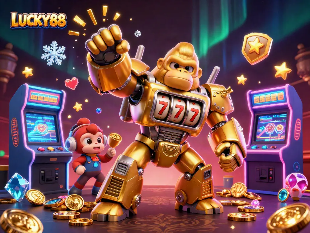 Spin to win big at LUCKY88 with vibrant casino elements and dynamic gaming action.