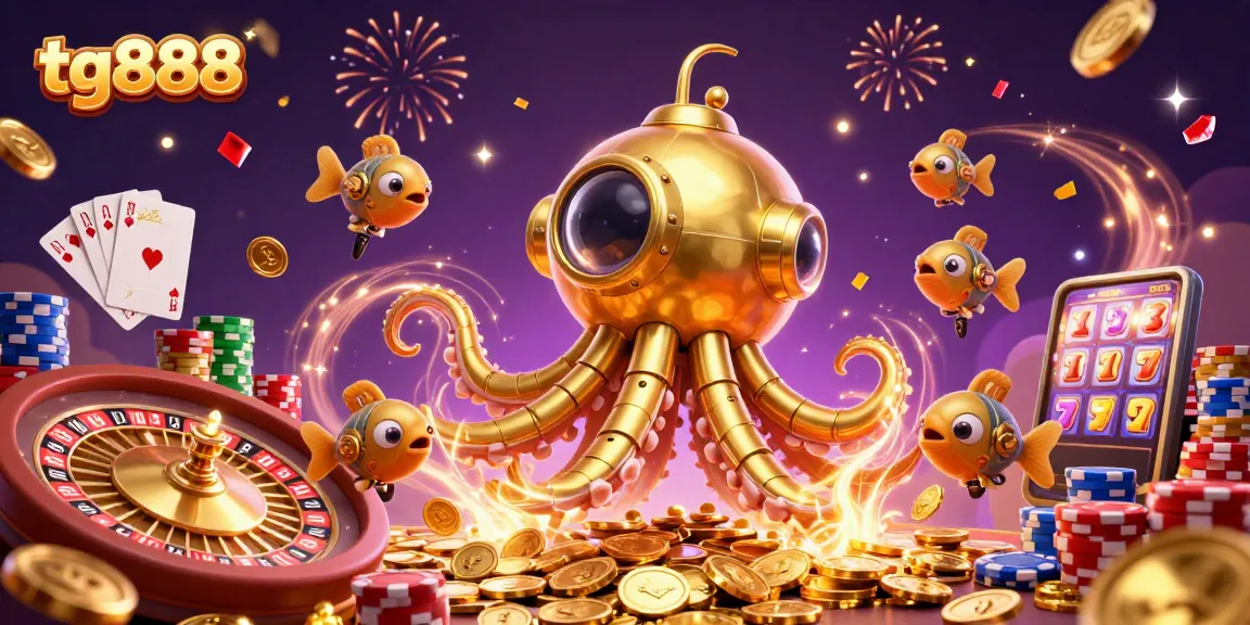 Experience winning moments in tg888 casino with a golden kraken submarine and dynamic game elements!