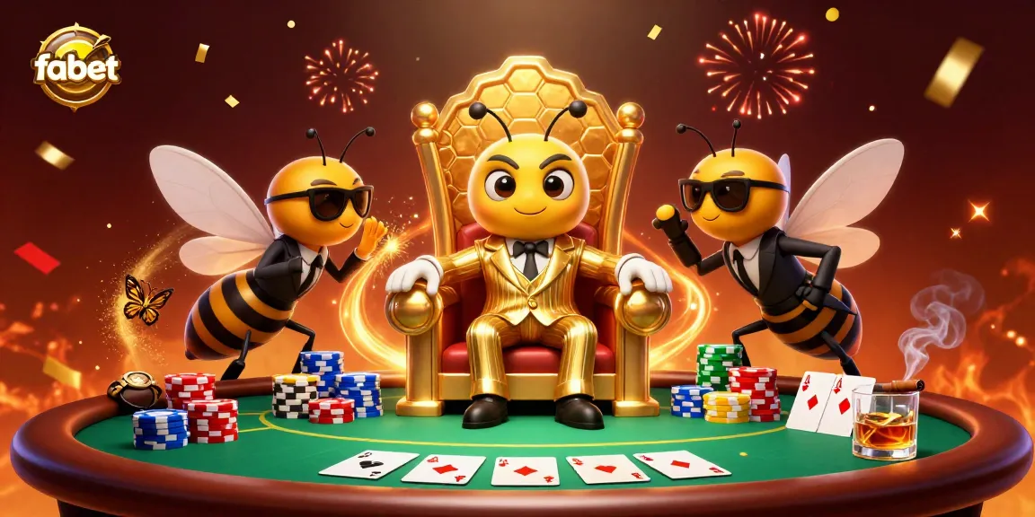 Join the fun at fabet with a dynamic poker showdown in a vibrant casino illustration.
