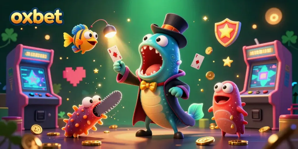 Experience thrilling gameplay with oxbet as bioluminescent characters enchant in a magical casino setting.