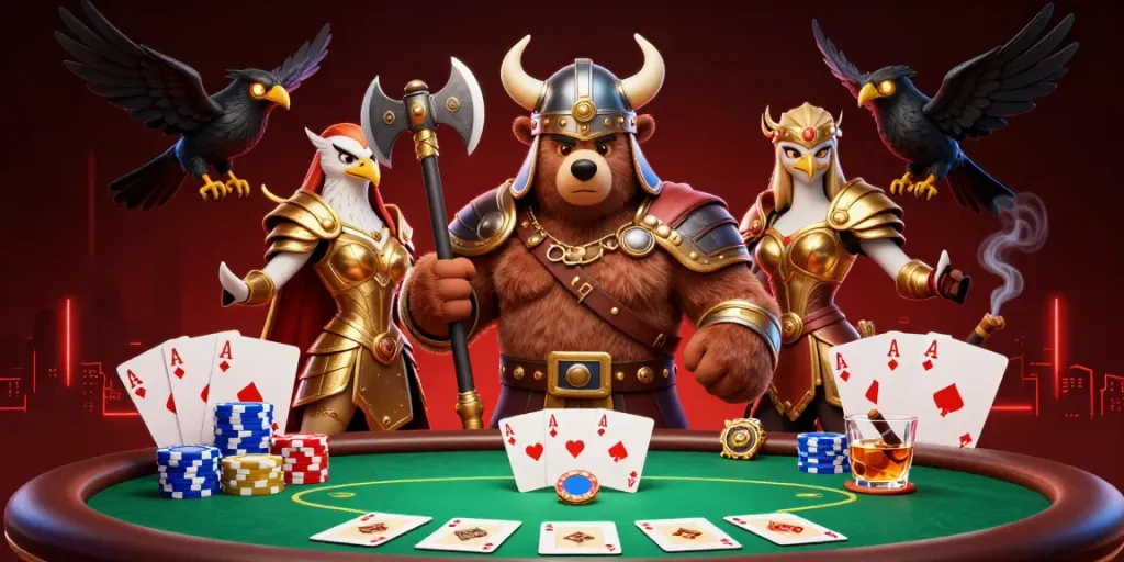 Engage in thrilling gameplay at 789F with a Viking berserker, Valkyrie eagle, and poker elements.