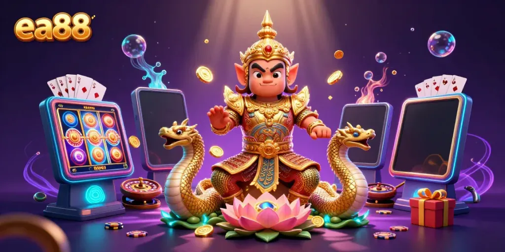 Experience thrilling gambling with EA88, showcasing a vibrant casino scene filled with excitement.