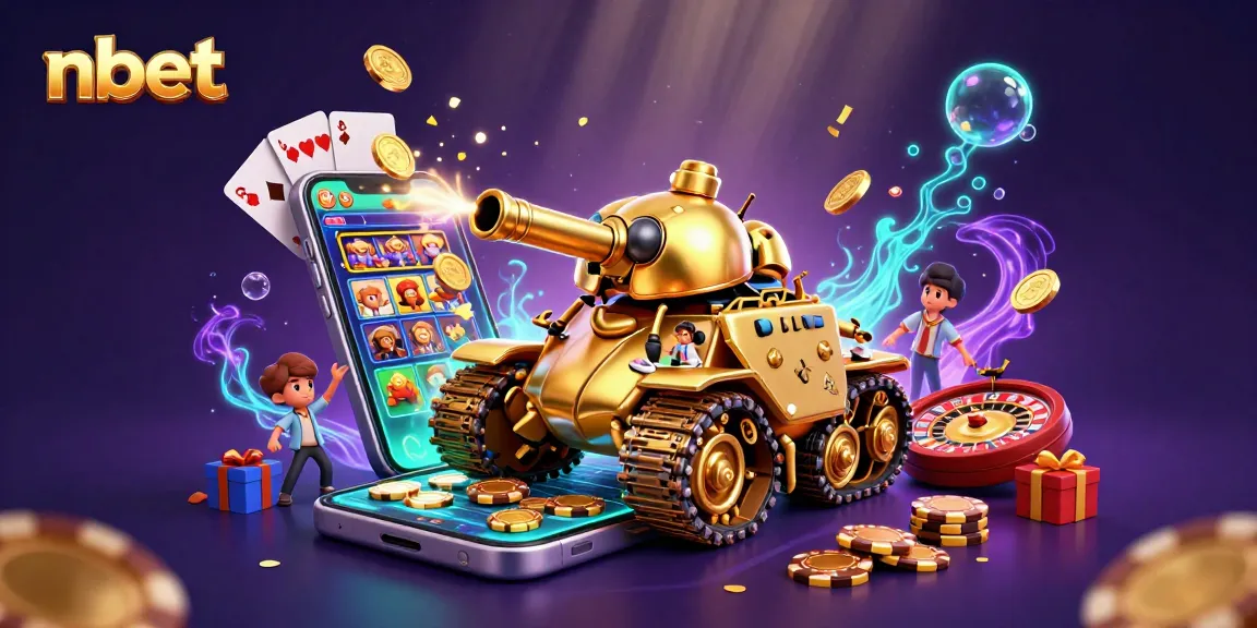 Experience nbet’s vibrant casino atmosphere with golden elements and dynamic slot game action.