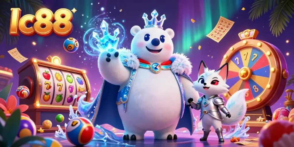 Engage in exciting lc88 adventures with a dazzling casino scene full of vibrant elements and animated characters.