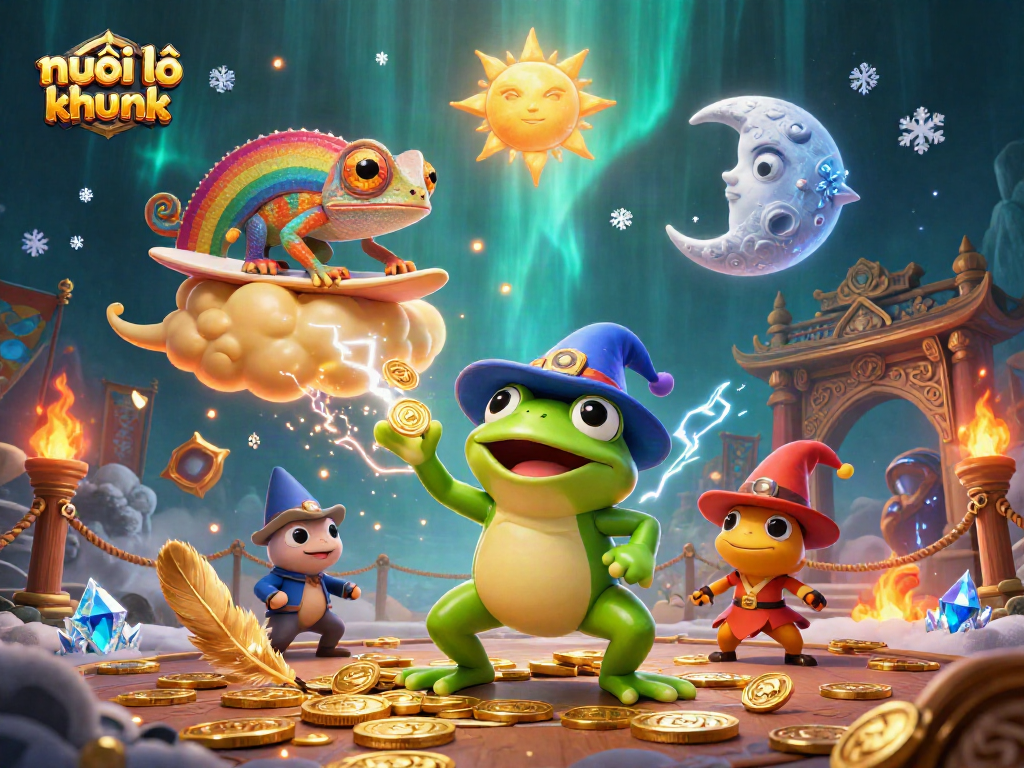 Engage in nuôi lô khung while enjoying a rich 3D illustration of casino excitement and vibrant scenery.