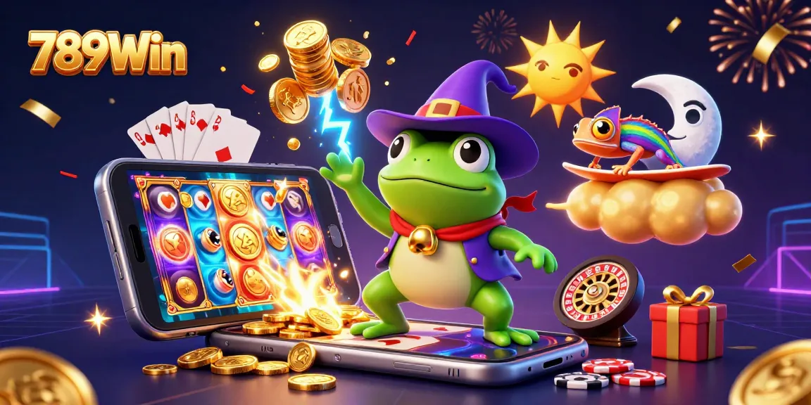 Play exciting slot games with 789Win, featuring vibrant characters and dynamic casino elements.