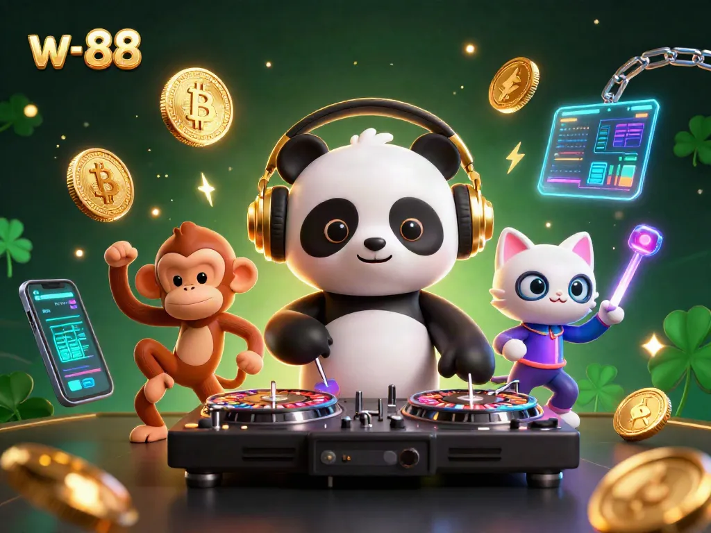 Experience the thrill of w-88 casino with energetic characters and vibrant gaming elements.