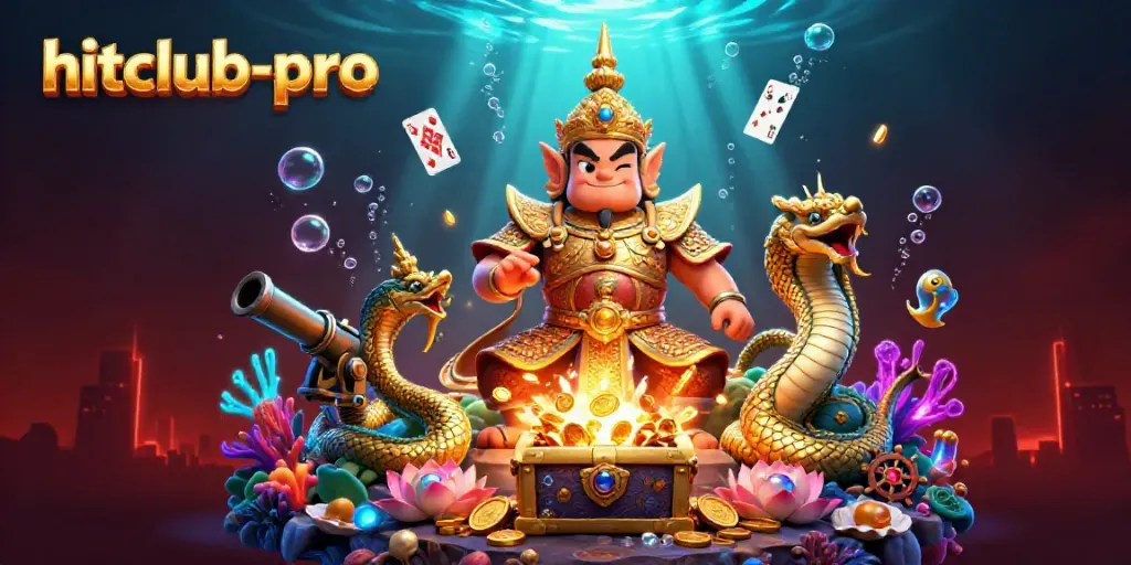 hitclub-pro engaging scene with a yaksha guardian, jewels, and casino-themed elements