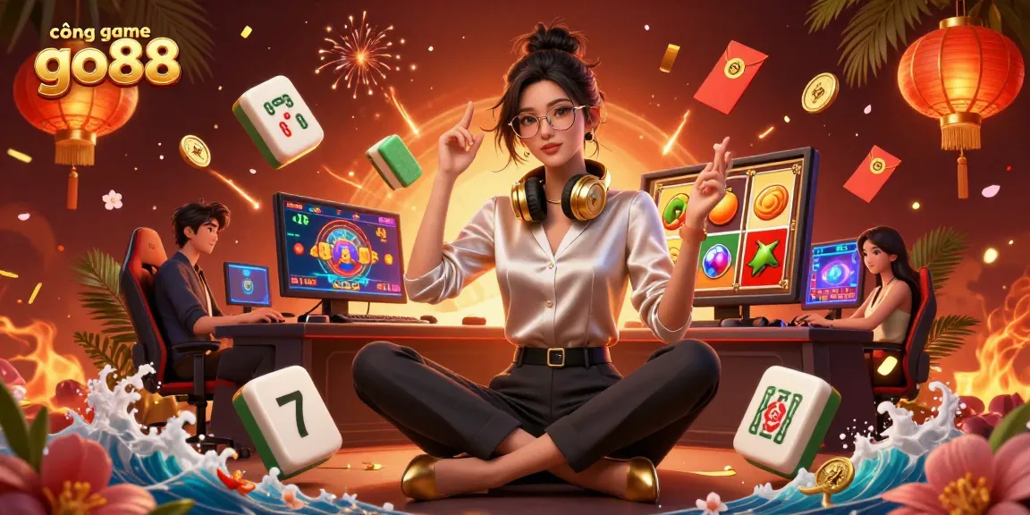 Experience thrilling gameplay at cổng game go88 with dynamic slot machines, golden reels, and festive elements.