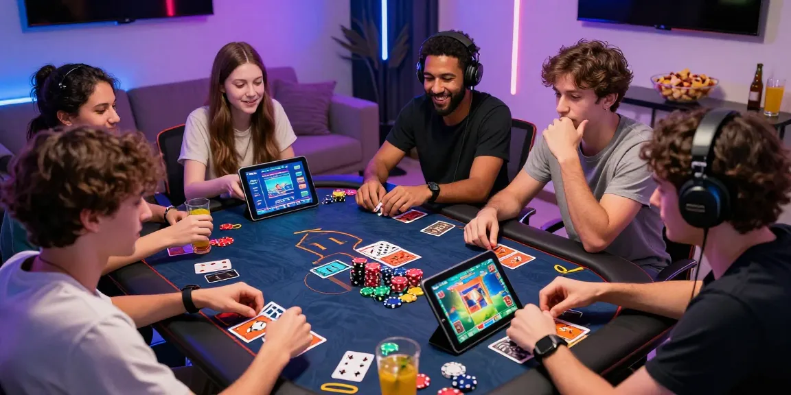 Engaging group enjoying game bài đổi thưởng in a lively setting with vibrant energy.