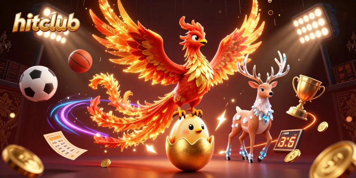 Experience the thrill at hitclub with dynamic sports elements and vivid characters in this 3D illustration.