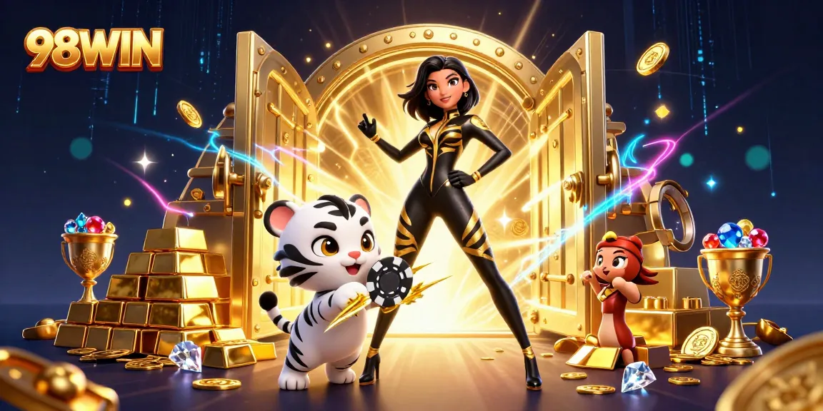 Win big on 98WIN with our stunning 3D illustration, showcasing vibrant casino elements!