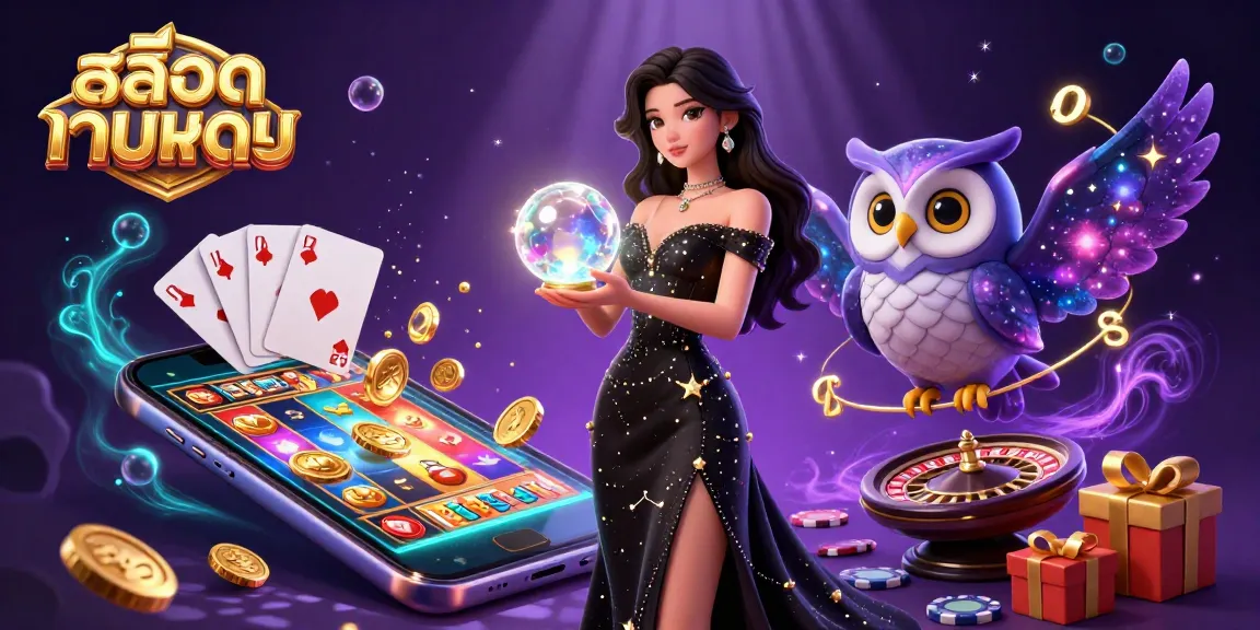 สัมผัส สล็อตเว็บตรง กับเกมสล็อตที่มีสีสัน เหรียญทอง และองค์ประกอบลึกลับในภาพประกอบที่แวววาว